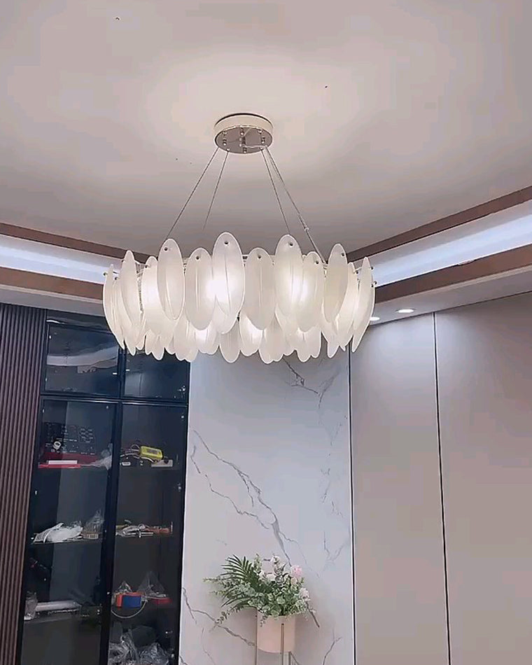 Luxury Frosted Glass Feather Chandelier - LM1088 - Lumora