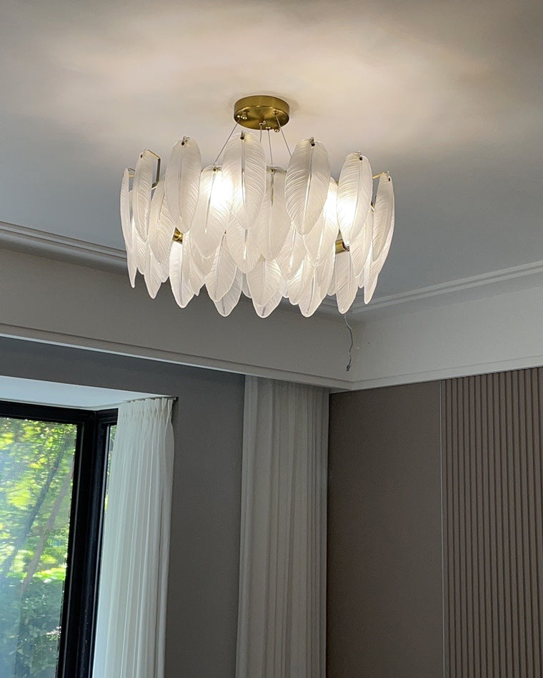 Luxury Frosted Glass Feather Chandelier - LM1088 - Lumora