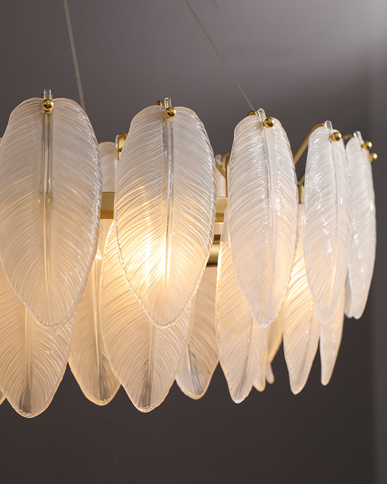 Aurora Linear Feather Chandelier 90cm - LM1089 - Lumora