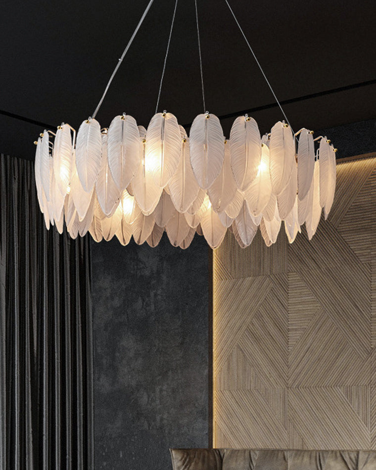 Luxury Frosted Glass Feather Chandelier - LM1088 - Lumora