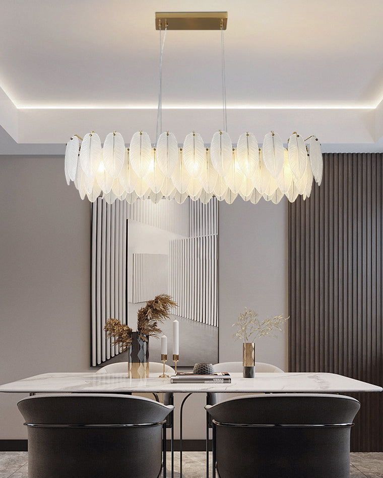 Aurora Linear Feather Chandelier 90cm - LM1089 - Lumora