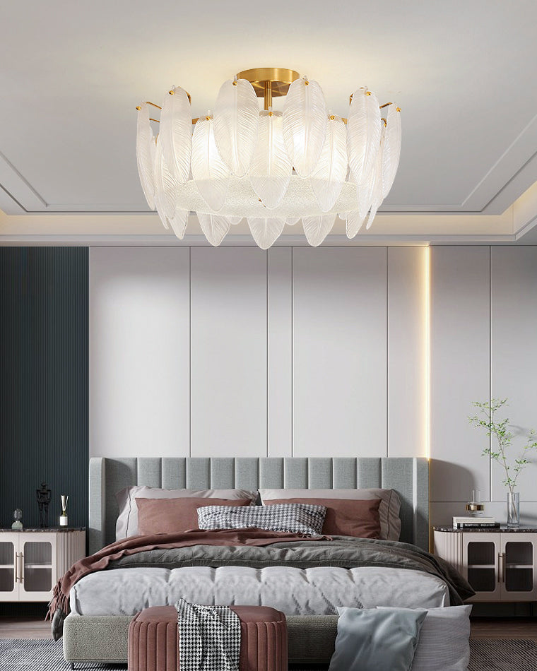 Luxury Frosted Glass Feather Chandelier - LM1088 - Lumora