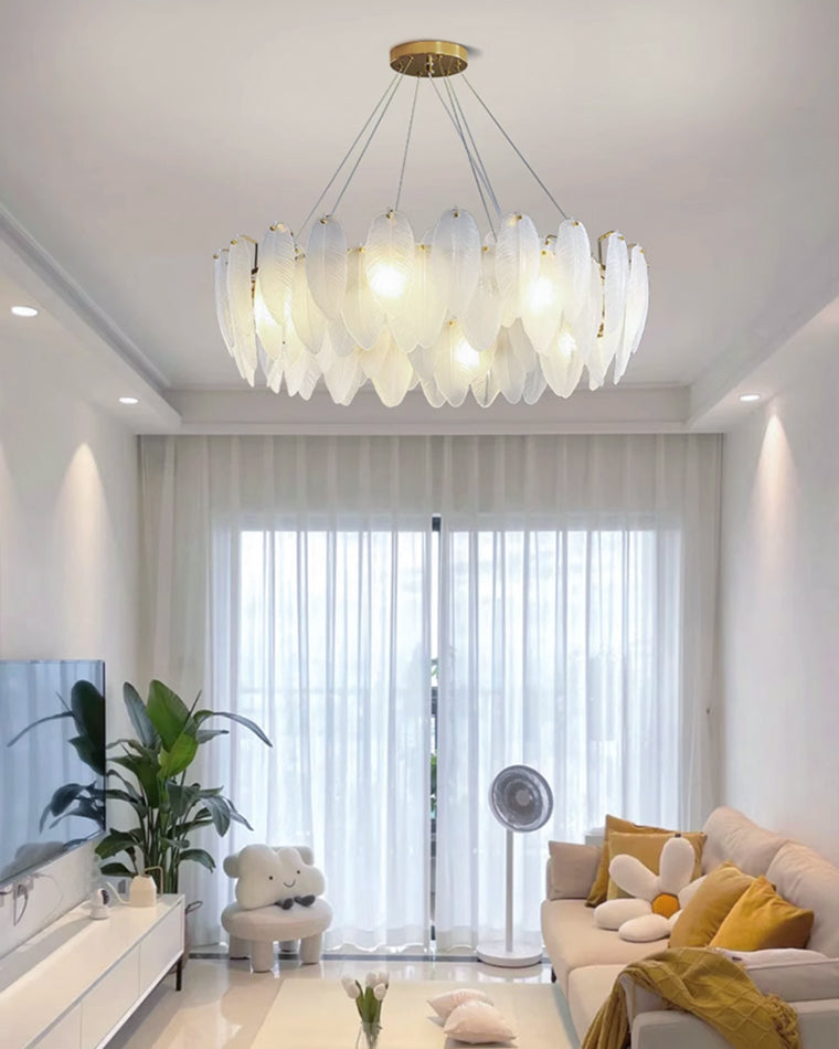 Luxury Frosted Glass Feather Chandelier - LM1088 - Lumora