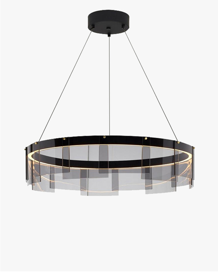 Smoky Elegance – Premium LED Glass Ring Chandelier - LM1087 - Lumora