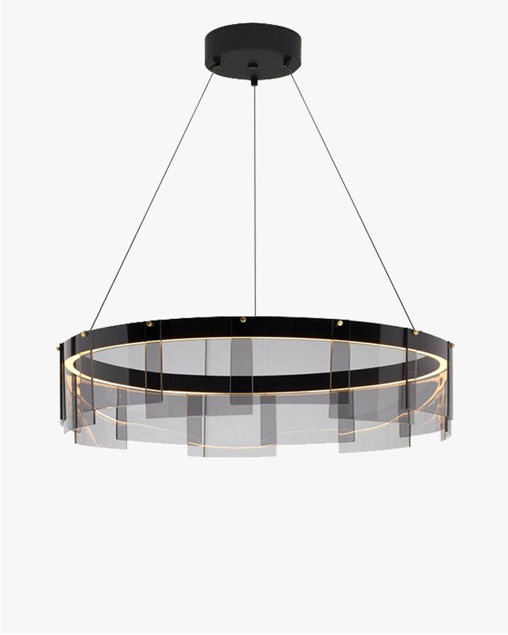 Smoky Elegance – Premium LED Glass Ring Chandelier - LM1087 - Lumora