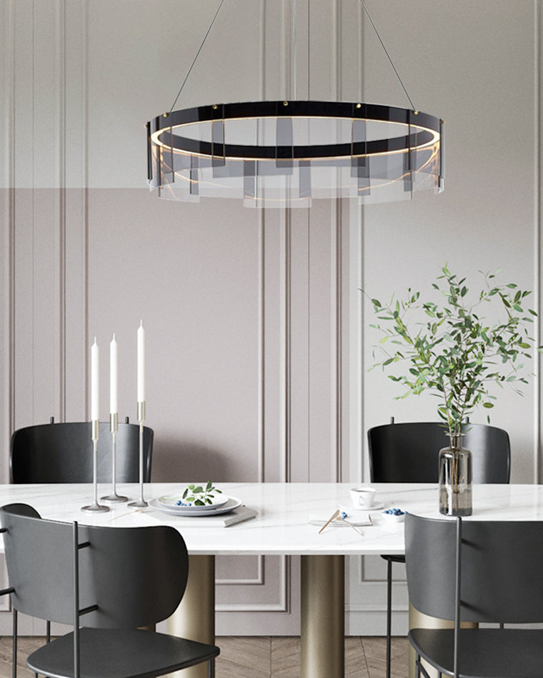 Smoky Elegance – Premium LED Glass Ring Chandelier - LM1087 - Lumora