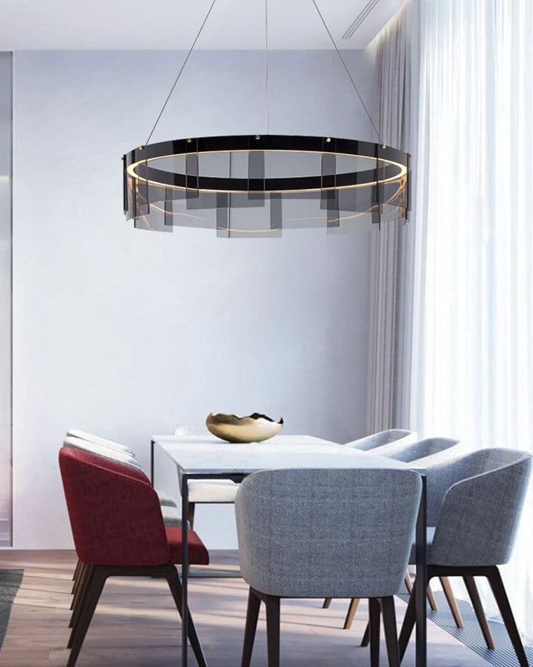 Smoky Elegance – Premium LED Glass Ring Chandelier - LM1087 - Lumora