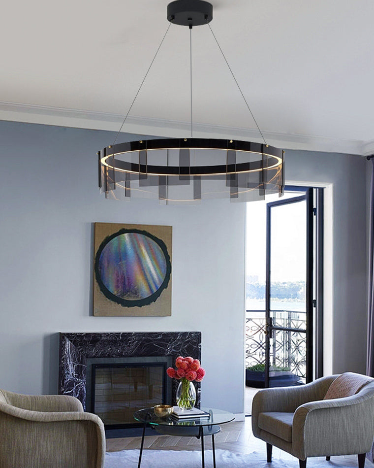 Smoky Elegance – Premium LED Glass Ring Chandelier - LM1087 - Lumora
