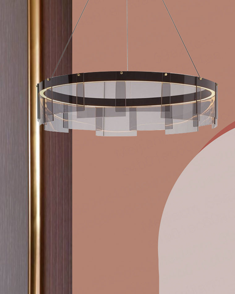 Smoky Elegance – Premium LED Glass Ring Chandelier - LM1087 - Lumora