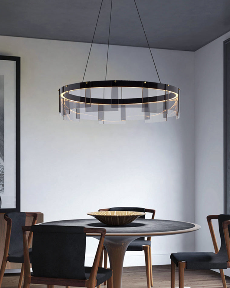 Smoky Elegance – Premium LED Glass Ring Chandelier - LM1087 - Lumora
