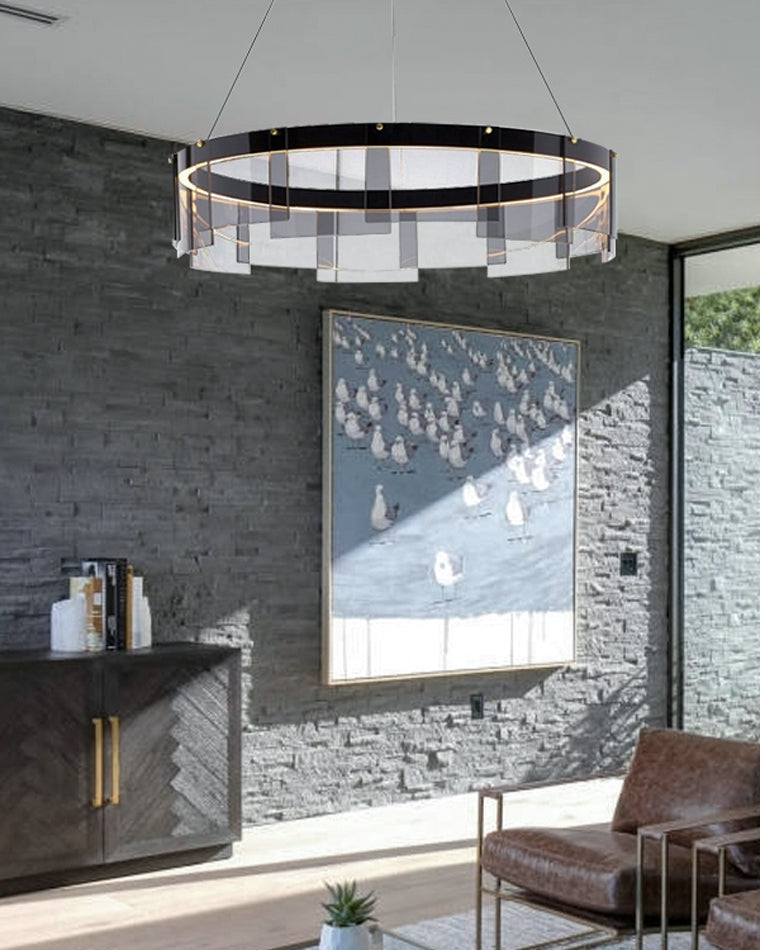 Smoky Elegance – Premium LED Glass Ring Chandelier - LM1087 - Lumora