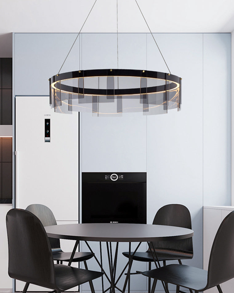 Smoky Elegance – Premium LED Glass Ring Chandelier - LM1087 - Lumora