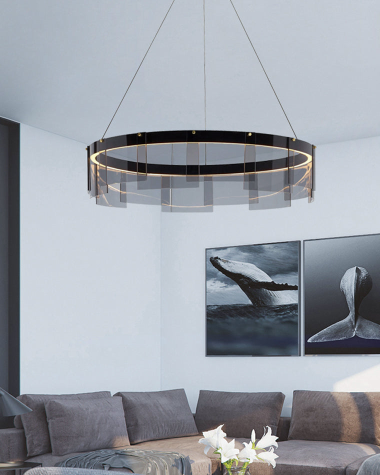 Smoky Elegance – Premium LED Glass Ring Chandelier - LM1087 - Lumora