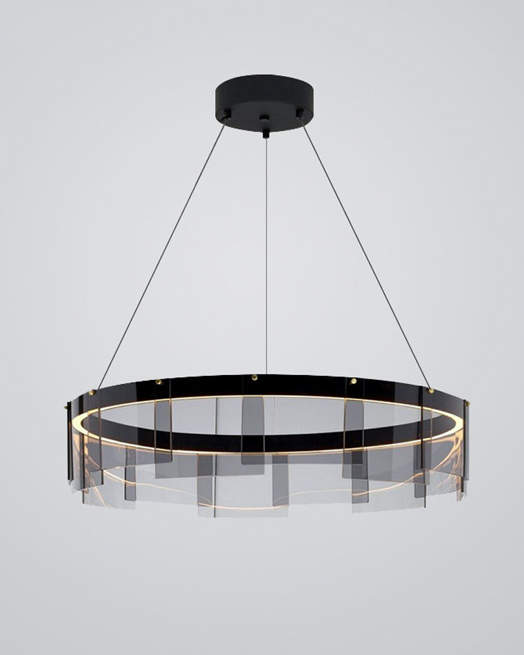 Smoky Elegance – Premium LED Glass Ring Chandelier - LM1087 - Lumora