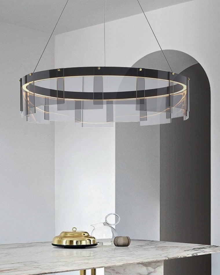 Smoky Elegance – Premium LED Glass Ring Chandelier - LM1087 - Lumora
