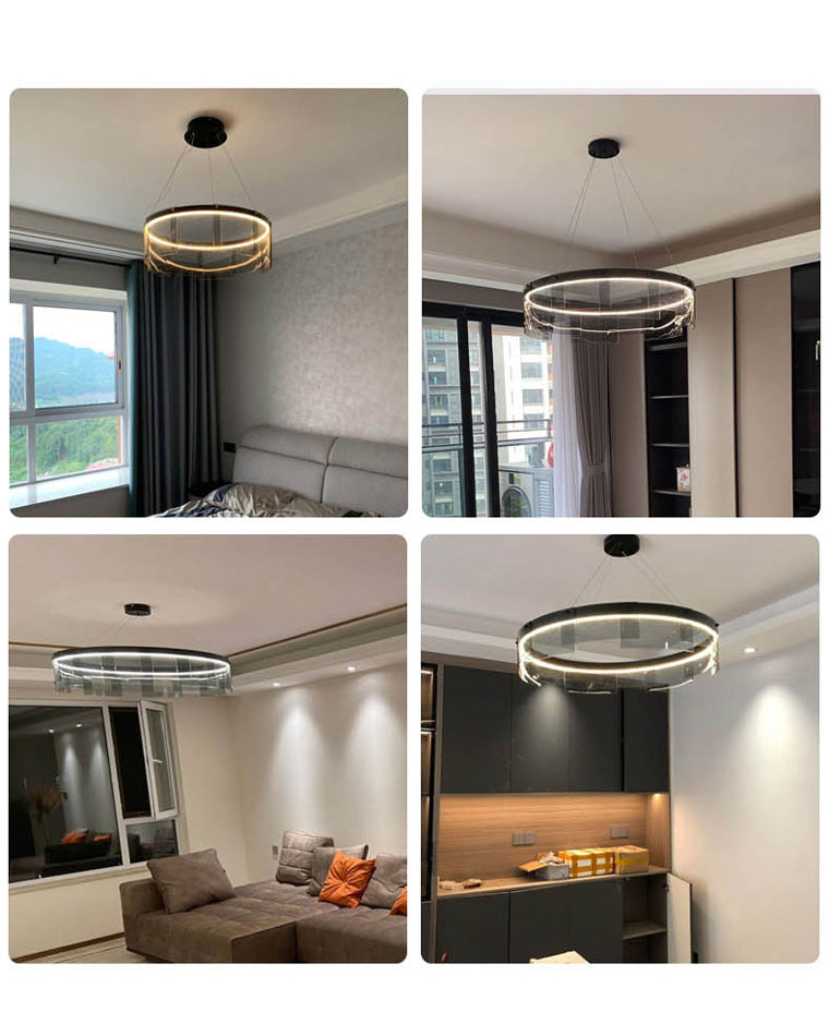Smoky Elegance – Premium LED Glass Ring Chandelier - LM1087 - Lumora