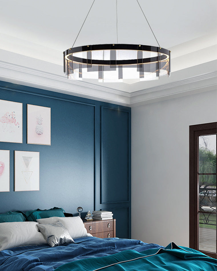 Smoky Elegance – Premium LED Glass Ring Chandelier - LM1087 - Lumora