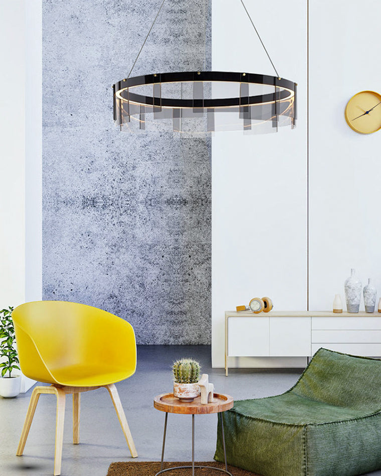 Smoky Elegance – Premium LED Glass Ring Chandelier - LM1087 - Lumora