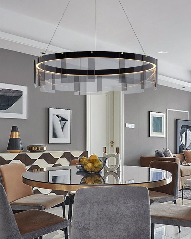 Smoky Elegance – Premium LED Glass Ring Chandelier - LM1087 - Lumora