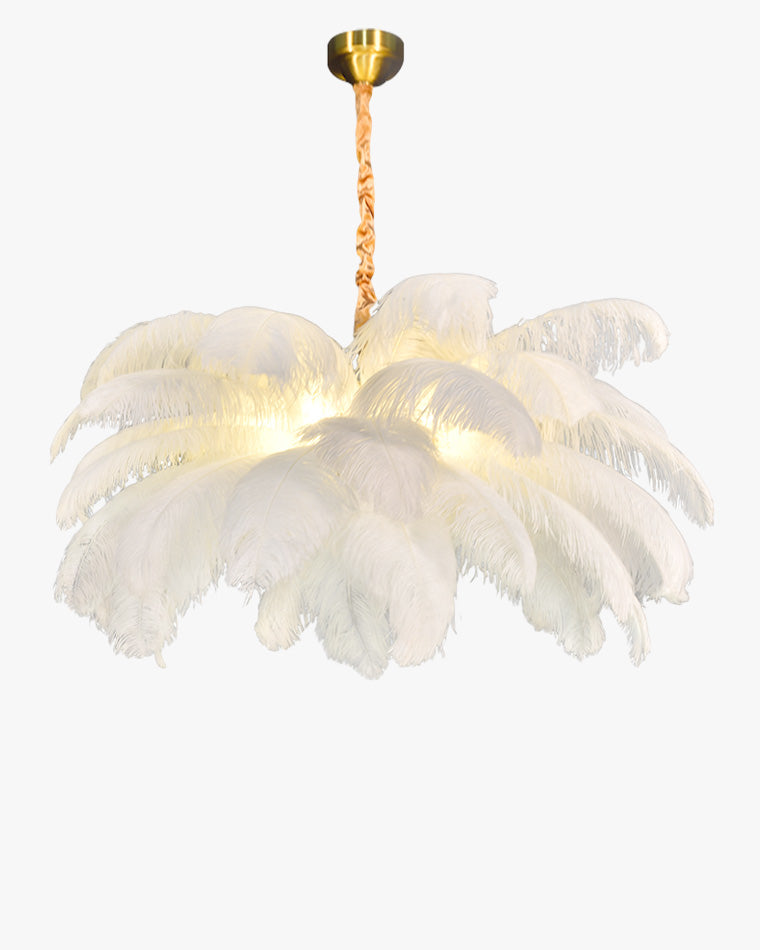 Aurelia Feather Chandelier – Luxury Ostrich Feather Pendant Light - LM1090 - Lumora