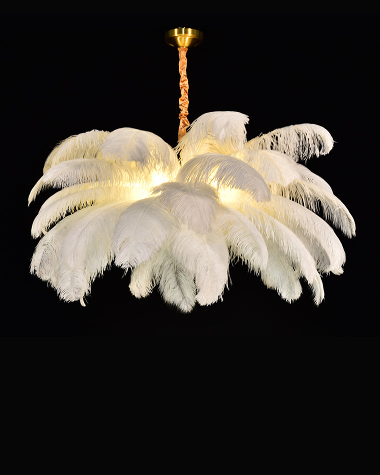 Aurelia Feather Chandelier – Luxury Ostrich Feather Pendant Light - LM1090 - Lumora