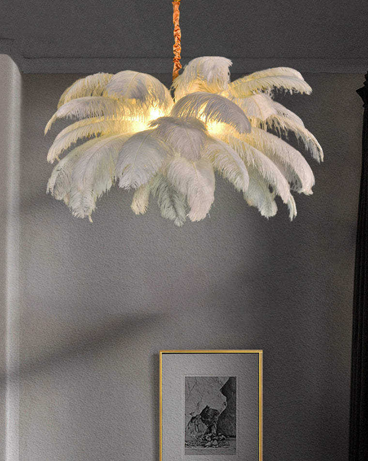 Aurelia Feather Chandelier – Luxury Ostrich Feather Pendant Light - LM1090 - Lumora
