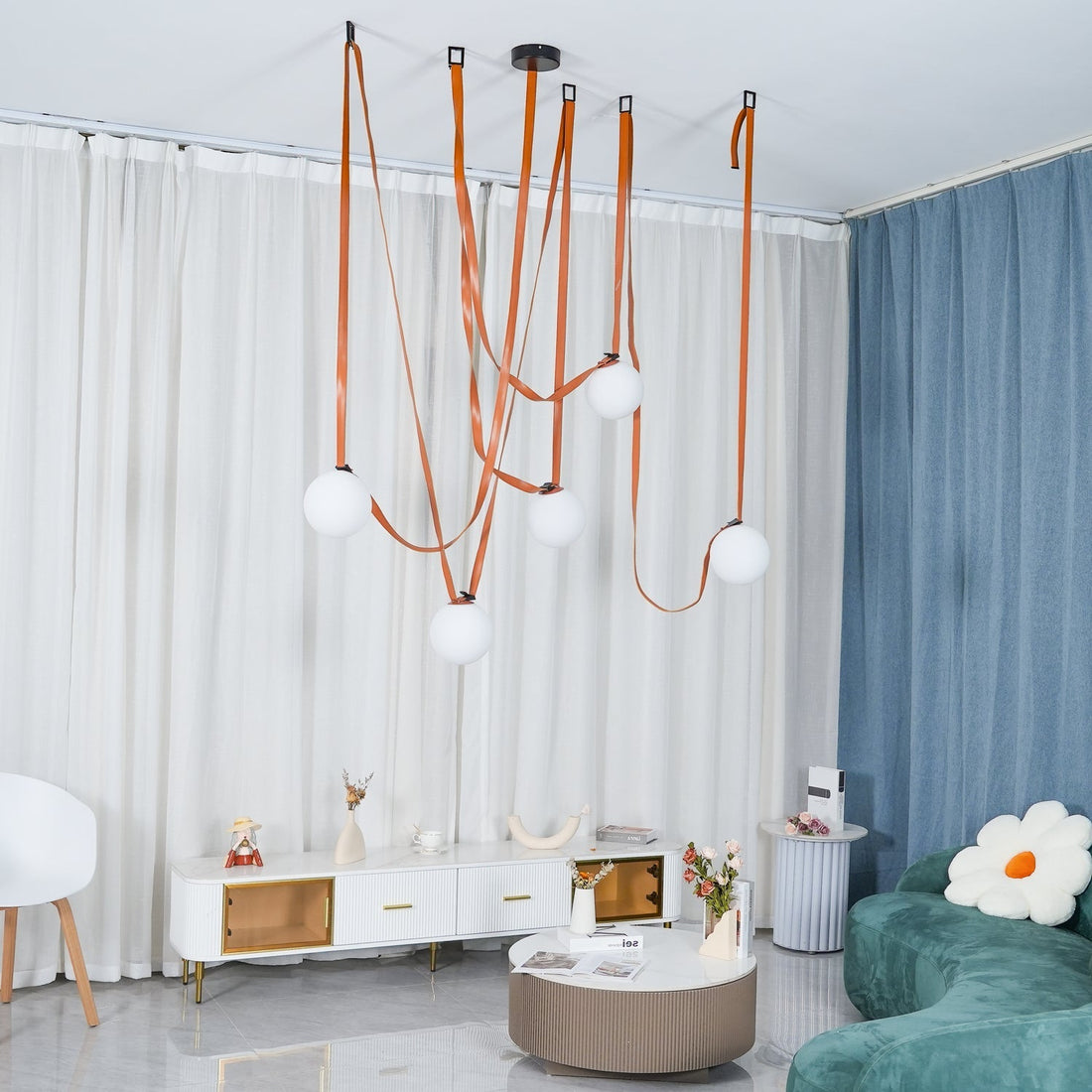 Leather Strap Globe Pendant Light - LM1125 - Lumora