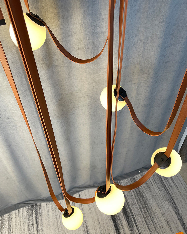 Leather Strap Globe Pendant Light - LM1125 - Lumora