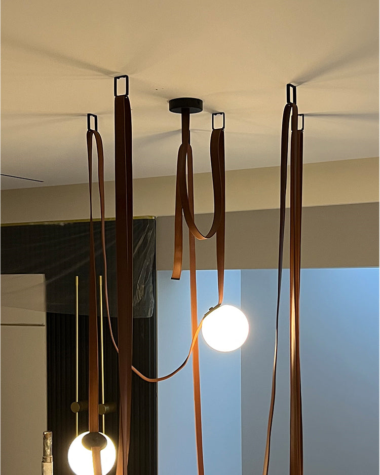 Leather Strap Globe Pendant Light - LM1125 - Lumora