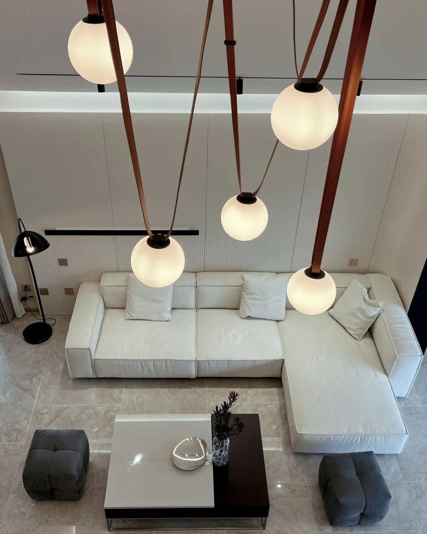 Leather Strap Globe Pendant Light - LM1125 - Lumora