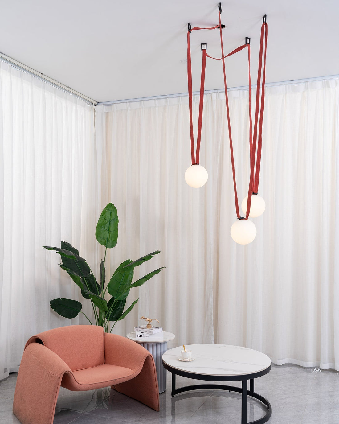 Leather Strap Globe Pendant Light - LM1125 - Lumora