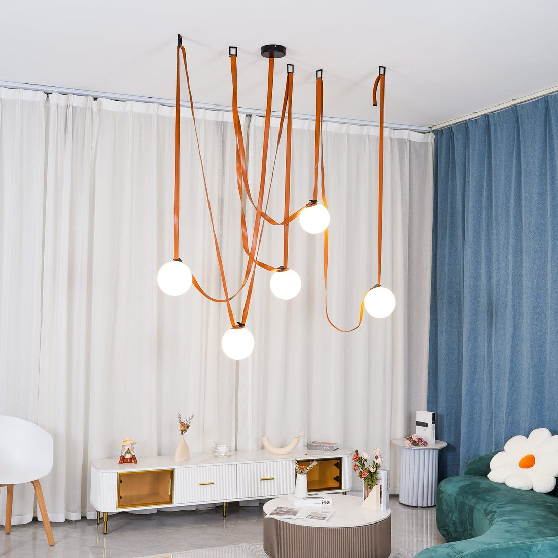 Leather Strap Globe Pendant Light - LM1125 - Lumora