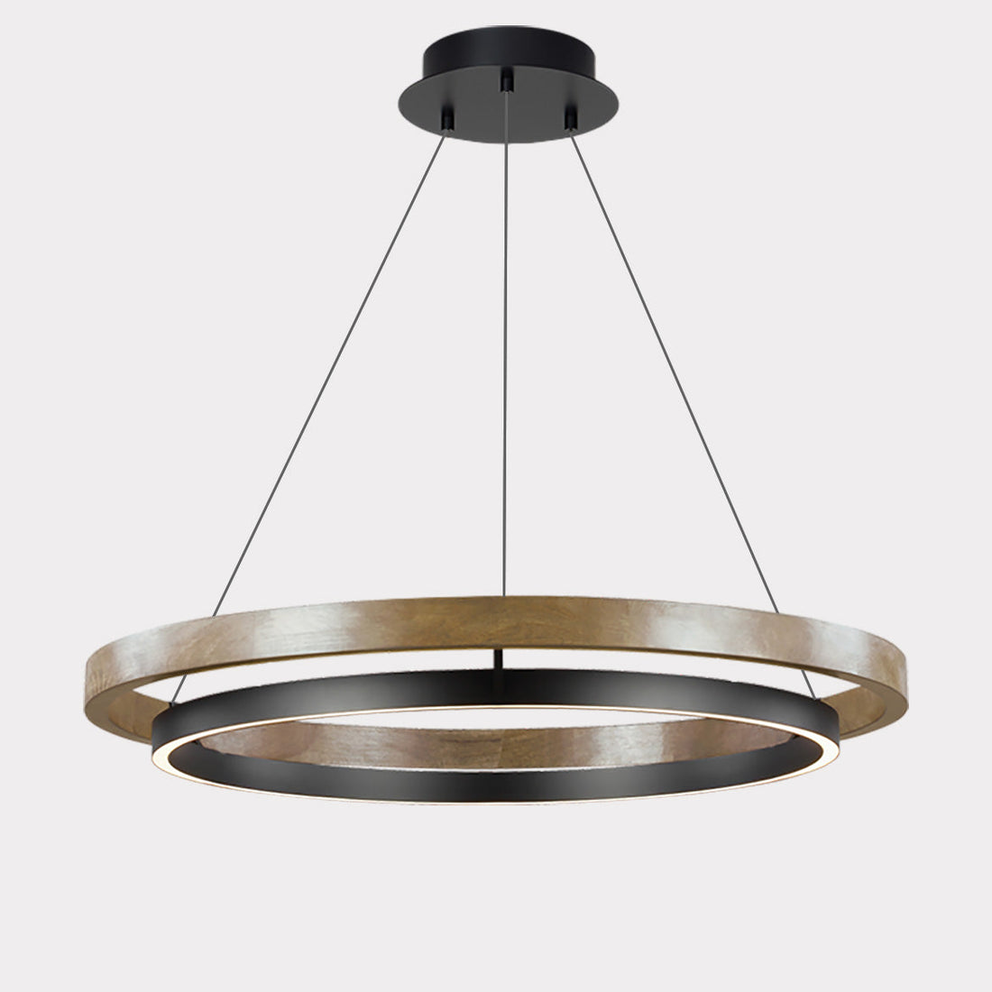 Modern Walnut Wood Grain LED Ring Chandelier - LM1062 - Lumora