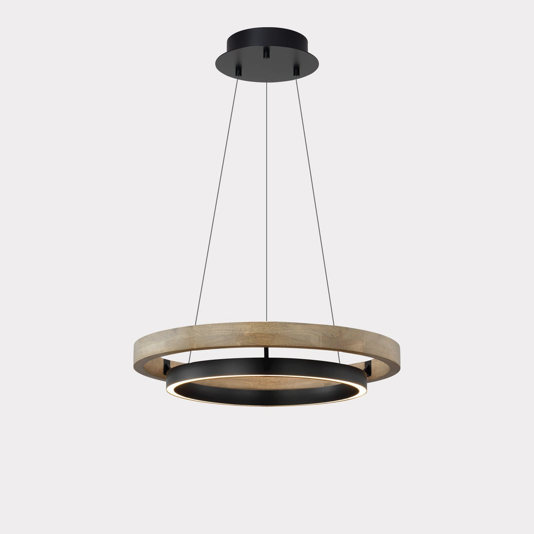 Modern Walnut Wood Grain LED Ring Chandelier - LM1062 - Lumora