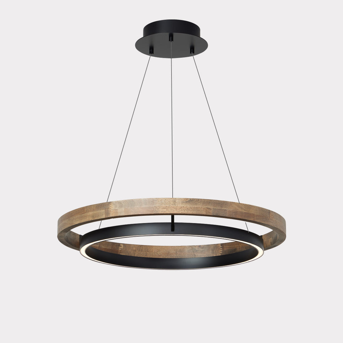Modern Walnut Wood Grain LED Ring Chandelier - LM1062 - Lumora