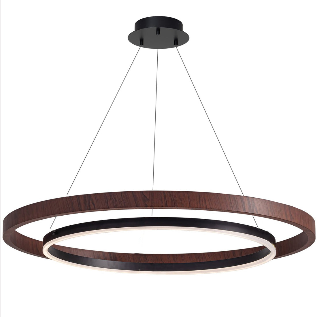 Modern Walnut Wood Grain LED Ring Chandelier - LM1062 - Lumora