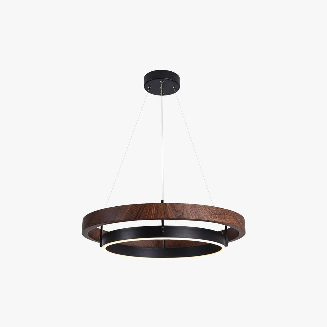 Modern Walnut Wood Grain LED Ring Chandelier - LM1062 - Lumora