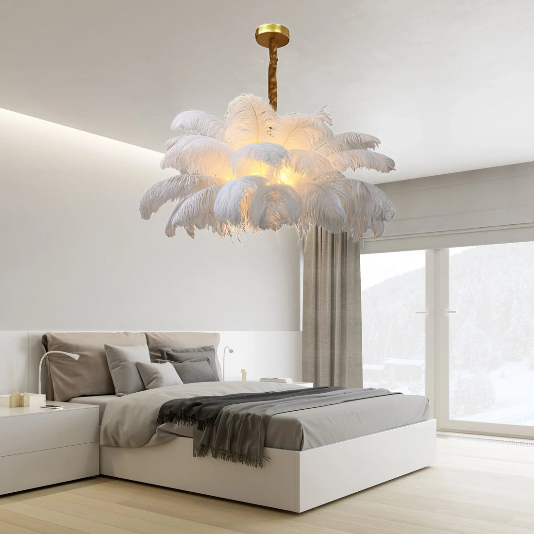 Aurelia Feather Chandelier – Luxury Ostrich Feather Pendant Light - LM1090 - Lumora