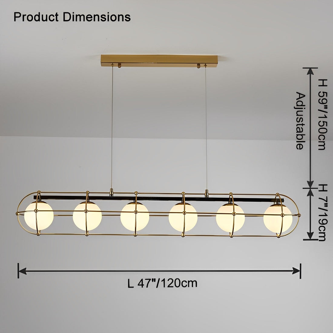 Gold Linear Glass Ball Chandelier - LM1114