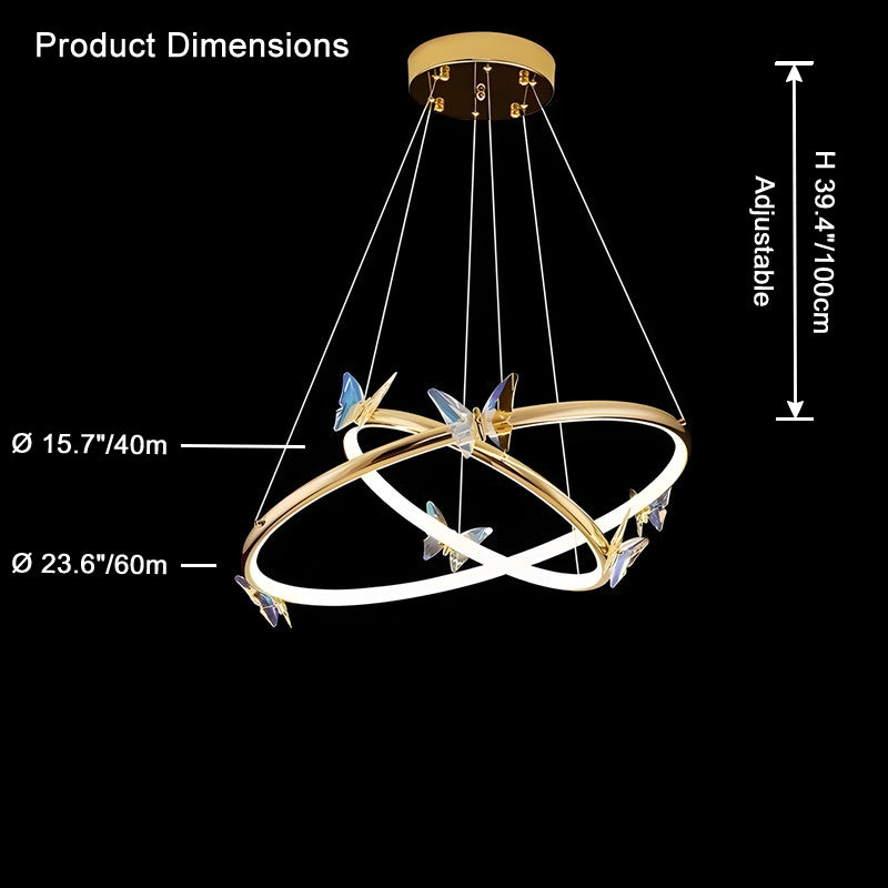 Luxury Butterfly Crystal Ring Chandelier - LM1115