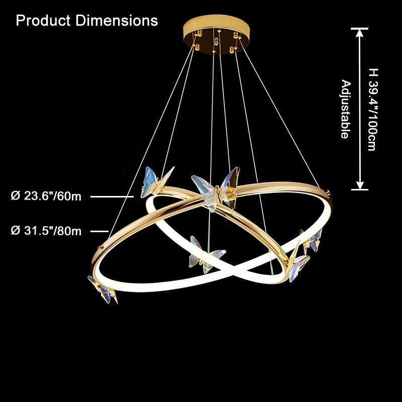 Luxury Butterfly Crystal Ring Chandelier - LM1115