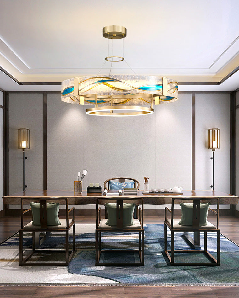 Enamel Round Brass Chandelier-LM1043 - Lumora