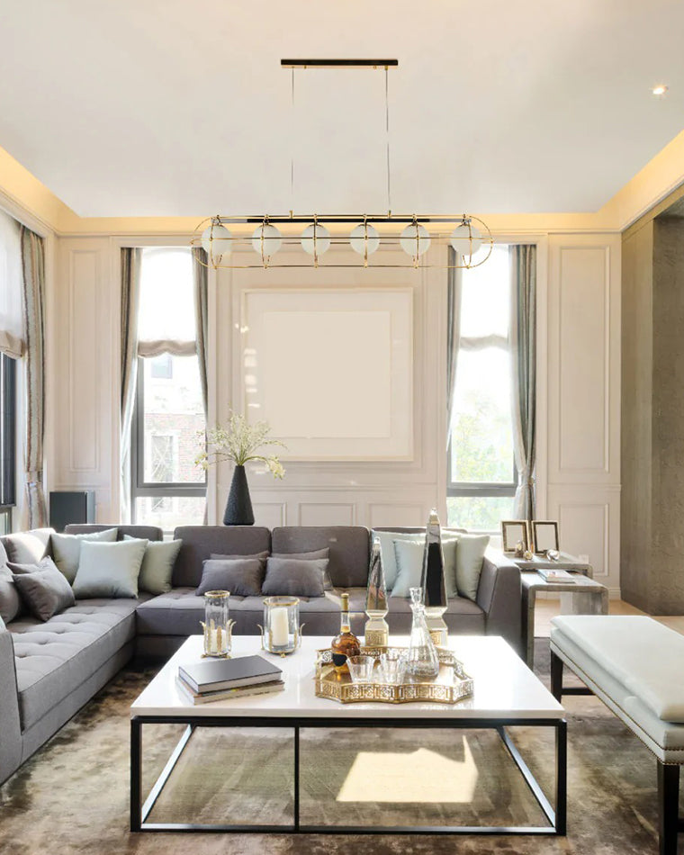 Gold Linear Glass Ball Chandelier - LM1114