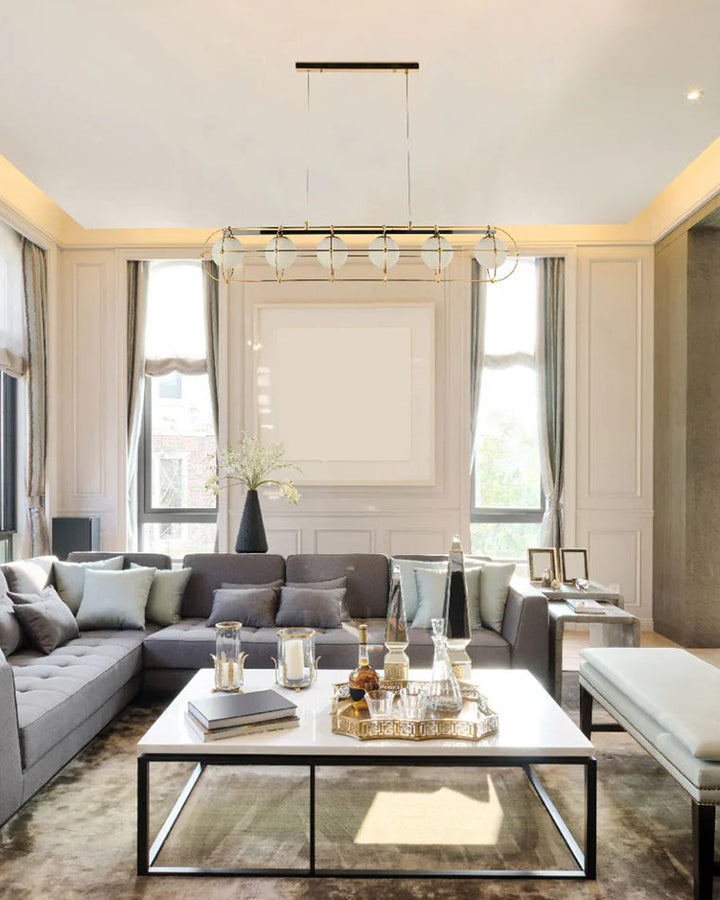 Gold Linear Glass Ball Chandelier - lm1114