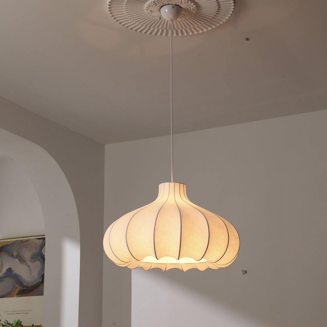 Japanese Wabi Sabi Silk Pendant Light - LM1110 - Lumora