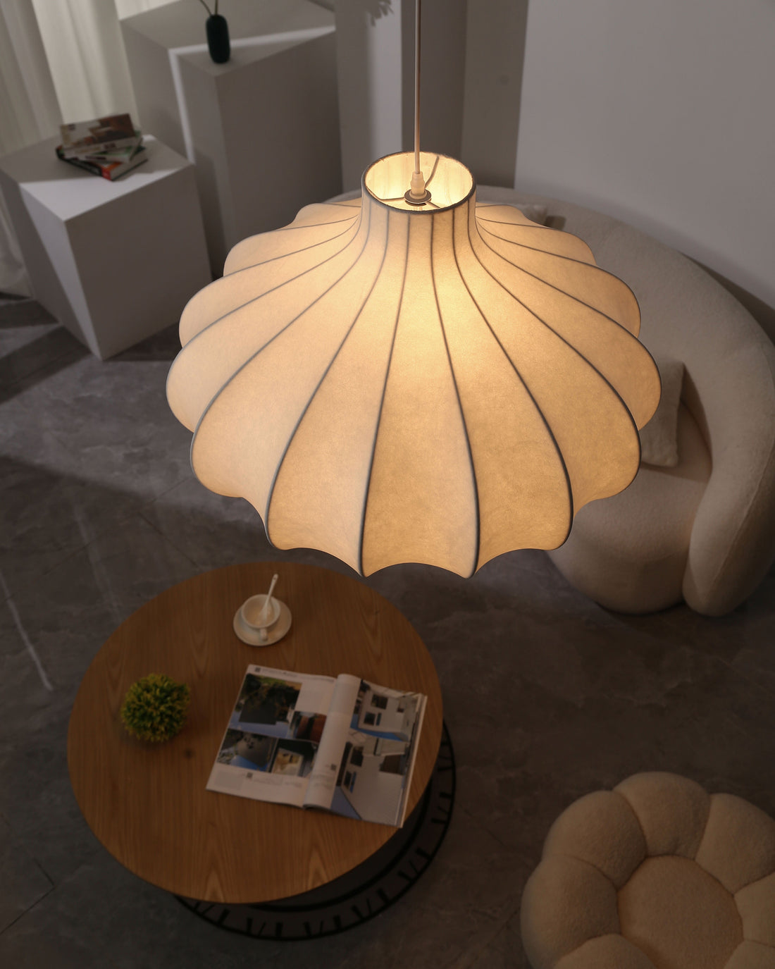 Japanese Wabi Sabi Silk Pendant Light - LM1110 - Lumora