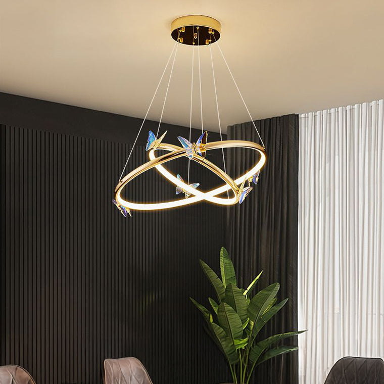Luxury Butterfly Crystal Ring Chandelier - LM1115