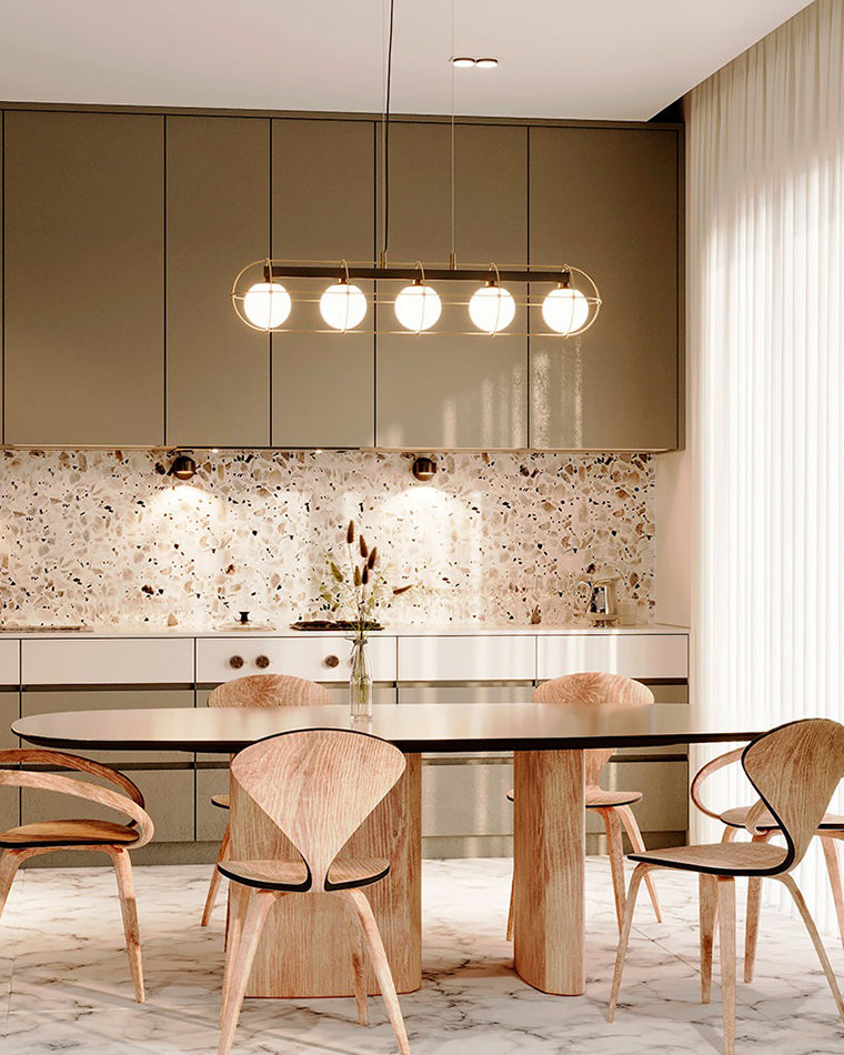 Gold Linear Glass Ball Chandelier - LM1114