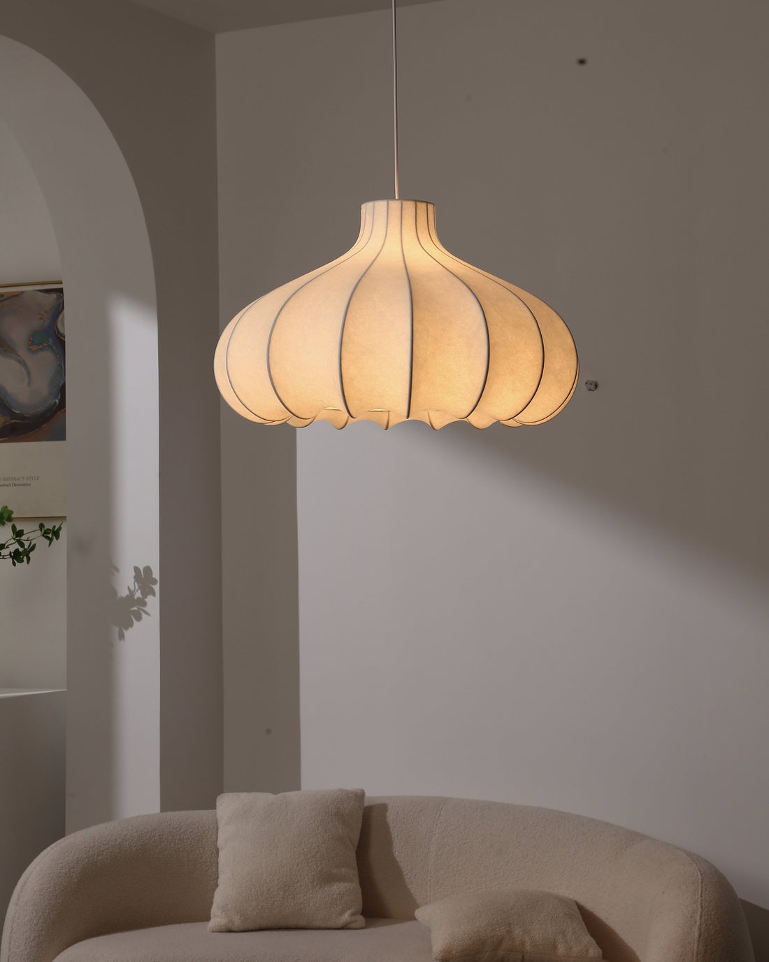Japanese Wabi Sabi Silk Pendant Light - LM1110 - Lumora