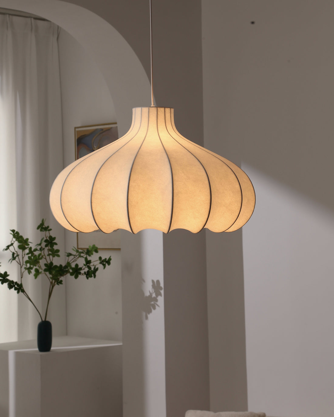 Japanese Wabi Sabi Silk Pendant Light - LM1110 - Lumora